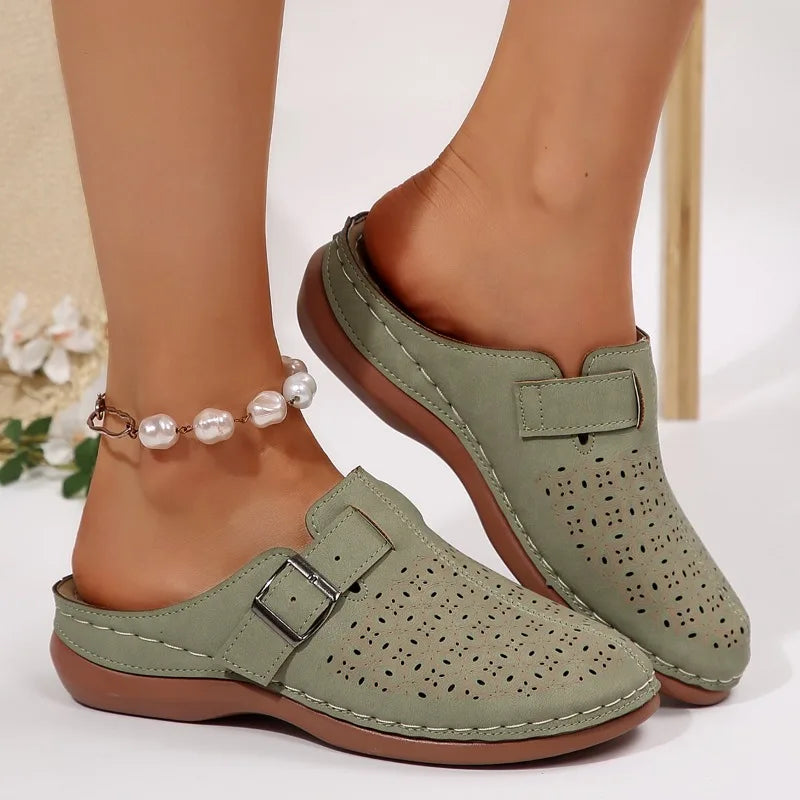 Callista | Women's Classic Perforated Clogs with Buckle Strap