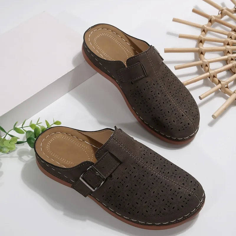 Callista | Women's Classic Perforated Clogs with Buckle Strap