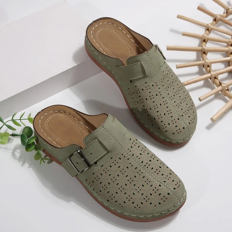 Callista | Women's Classic Perforated Clogs with Buckle Strap