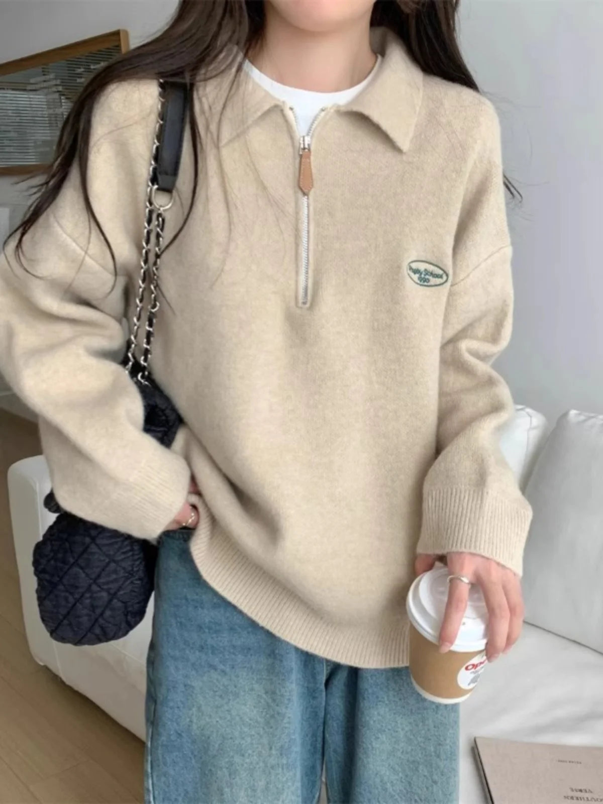 Callista - Women's Polo Quarter Zip Sweater