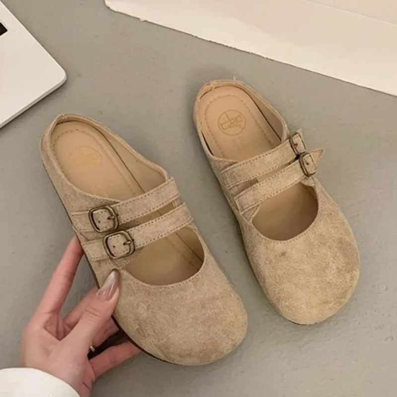 Callum | Women's Suede Mary Jane Clogs with Buckle Straps