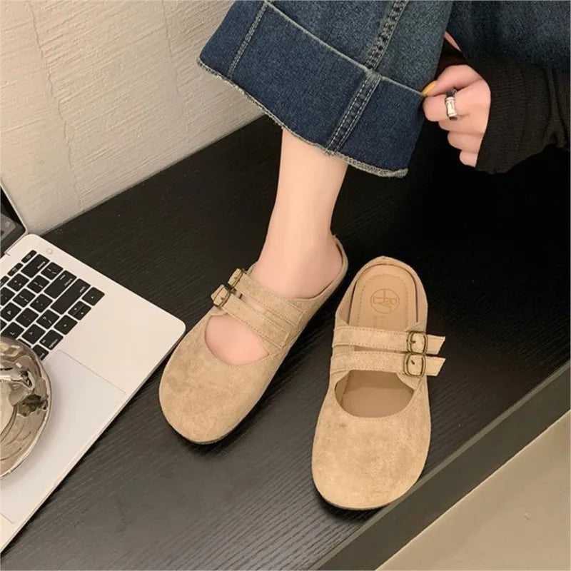 Callum | Women's Suede Mary Jane Clogs with Buckle Straps