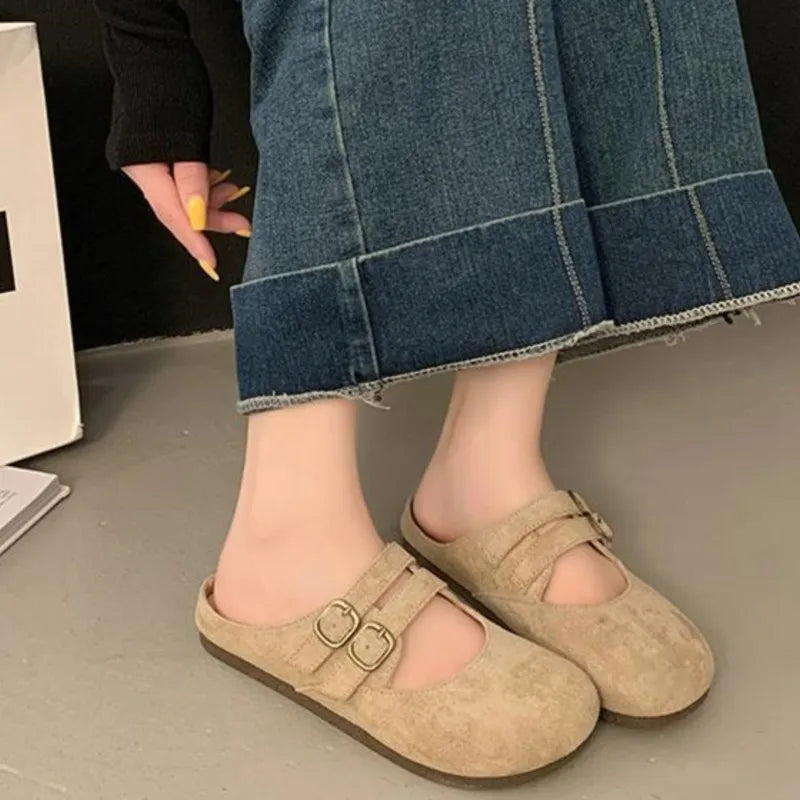 Callum | Women's Suede Mary Jane Clogs with Buckle Straps
