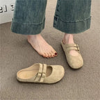 Callum | Women's Suede Mary Jane Clogs with Buckle Straps