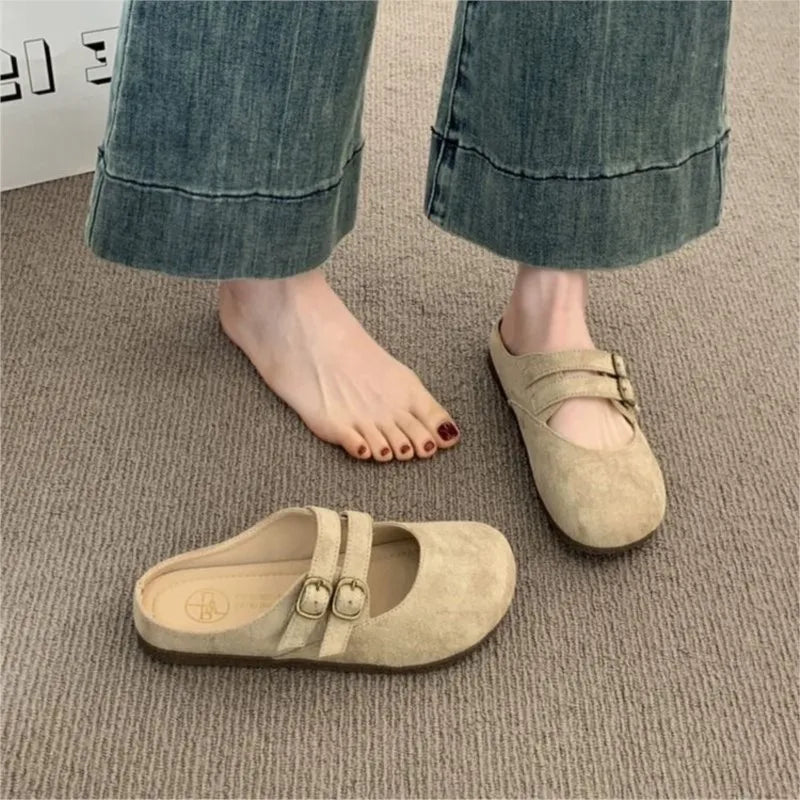 Callum | Women's Suede Mary Jane Clogs with Buckle Straps