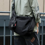 Caspian - Men's Versatile Black Shoulder Bag with Detachable Pouch