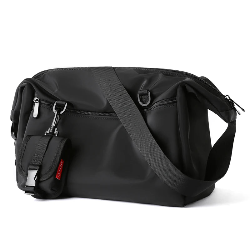 Caspian - Men's Versatile Black Shoulder Bag with Detachable Pouch