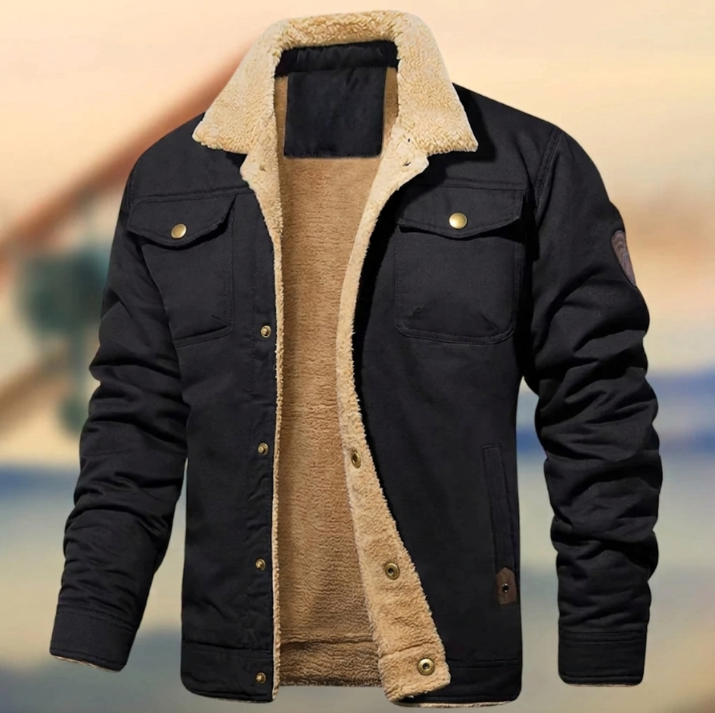 Idris | Men's Sherpa-Lined Collar Jacket with Chest Pockets