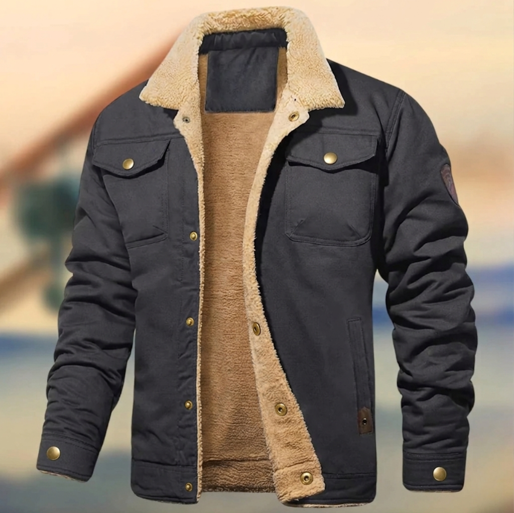Idris | Men's Sherpa-Lined Collar Jacket with Chest Pockets