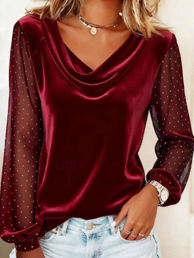 Celeste | Women's Elegant Evening Blouse with Sheer Sleeves
