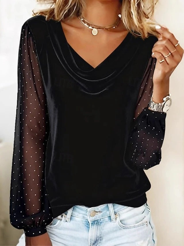 Celeste | Women's Elegant Evening Blouse with Sheer Sleeves