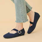 Celeste - Women's Knit Mary Janes with Buckle Detail