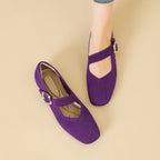 Celeste - Women's Knit Mary Janes with Buckle Detail
