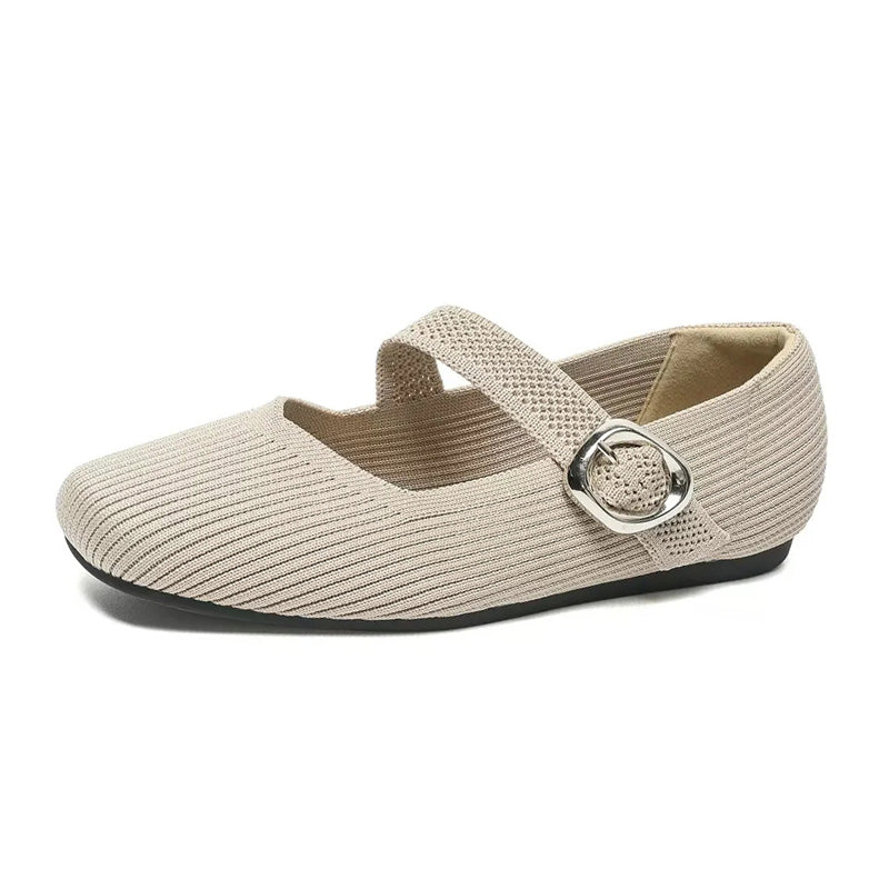 Celeste - Women's Knit Mary Janes with Buckle Detail