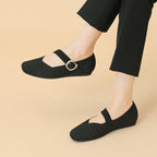 Celeste - Women's Knit Mary Janes with Buckle Detail