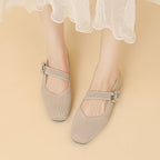 Celeste - Women's Knit Mary Janes with Buckle Detail