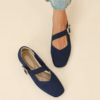 Celeste - Women's Knit Mary Janes with Buckle Detail