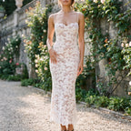 Celestine - Form-Fitting Sheer Floral Midi Dress