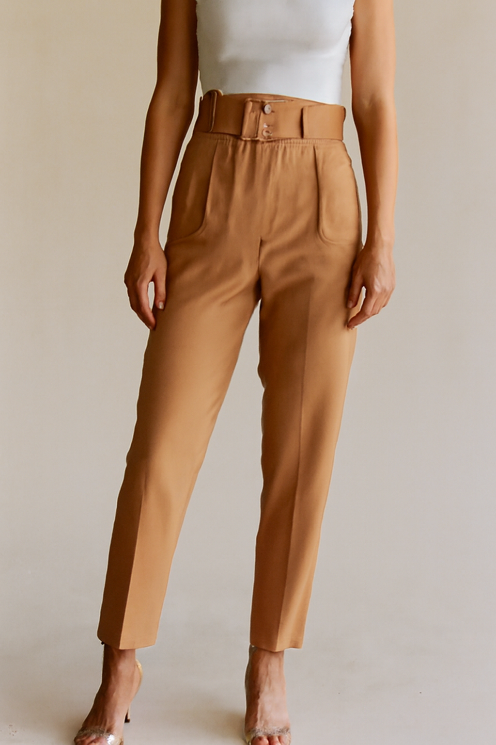 Celeste - Women's High-Waist Belted Pants