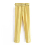 Celeste - Women's High-Waist Belted Pants