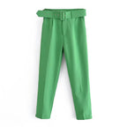 Celeste - Women's High-Waist Belted Pants