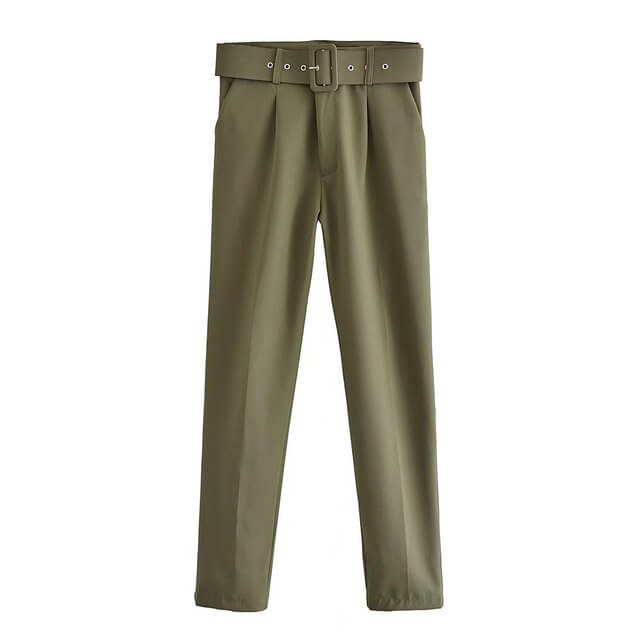 Celeste - Women's High-Waist Belted Pants