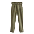 Celeste - Women's High-Waist Belted Pants