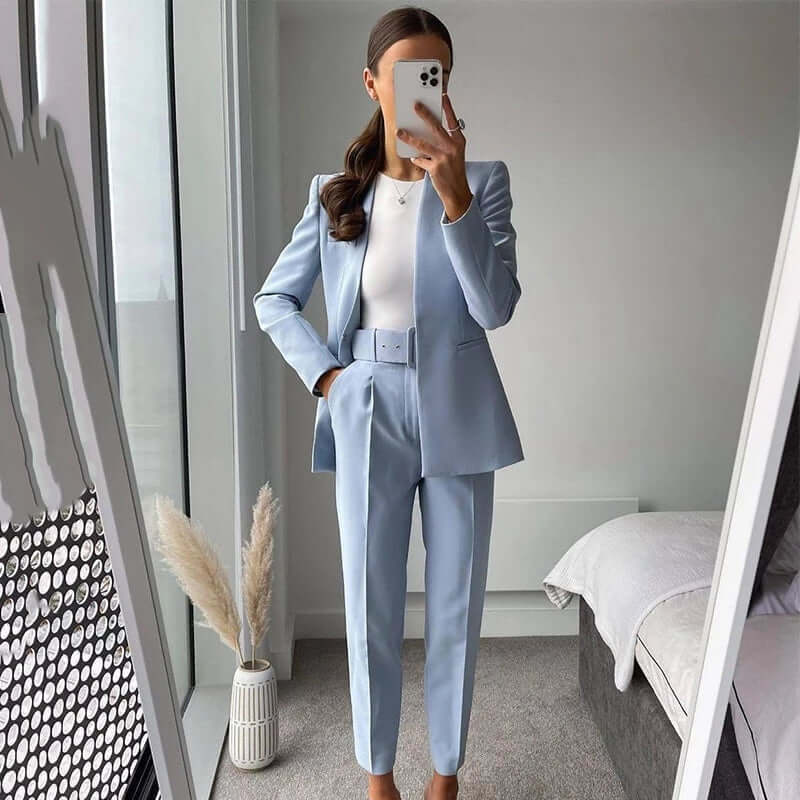Celeste - Women's High-Waist Belted Pants