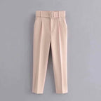 Celeste - Women's High-Waist Belted Pants