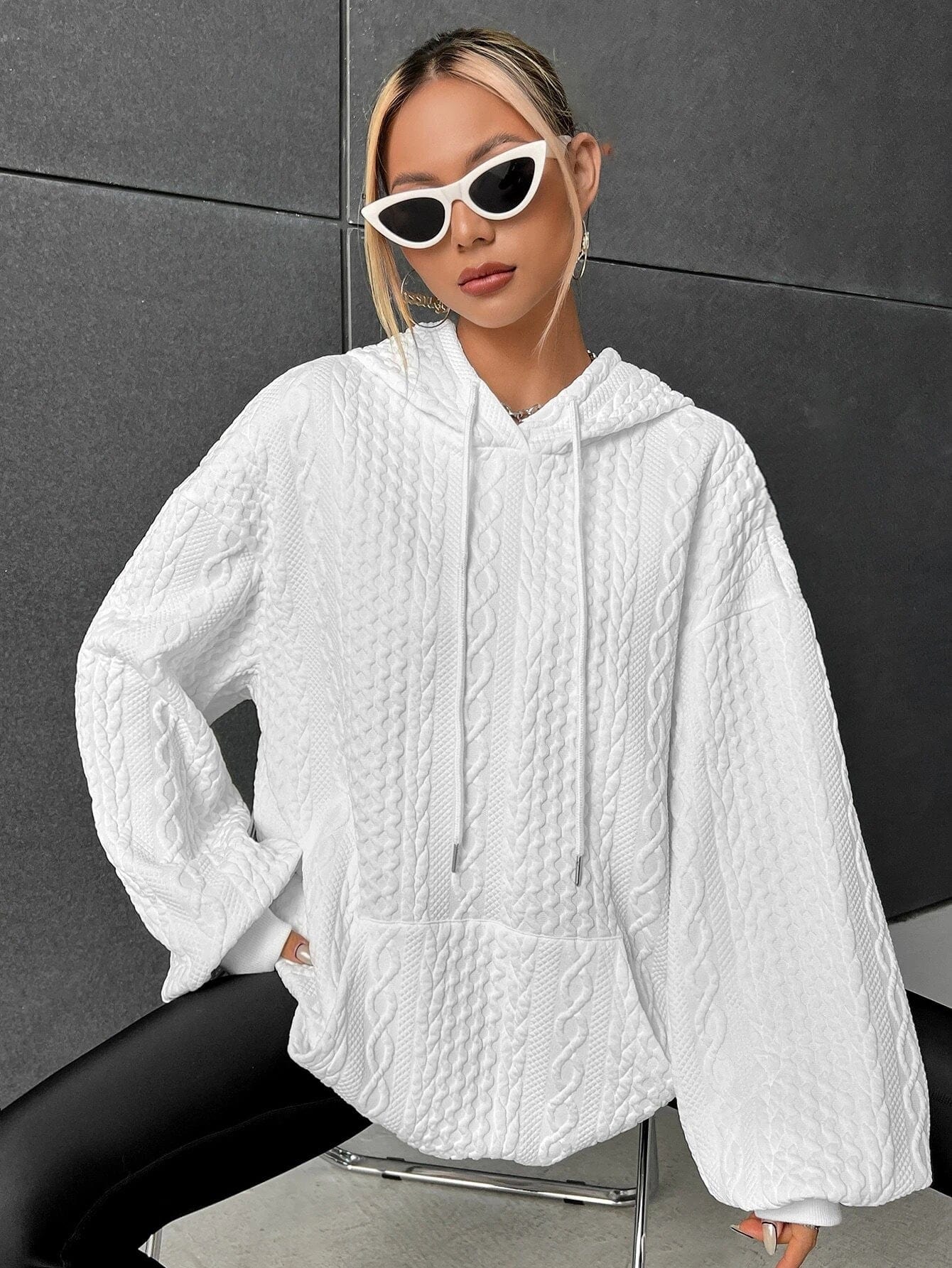 Cleo | Women's Stylish Cable Knit Hoodie