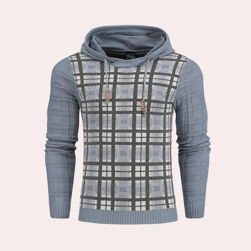 Crispin - Men's Patterned Hoodie with Contrast Plaid
