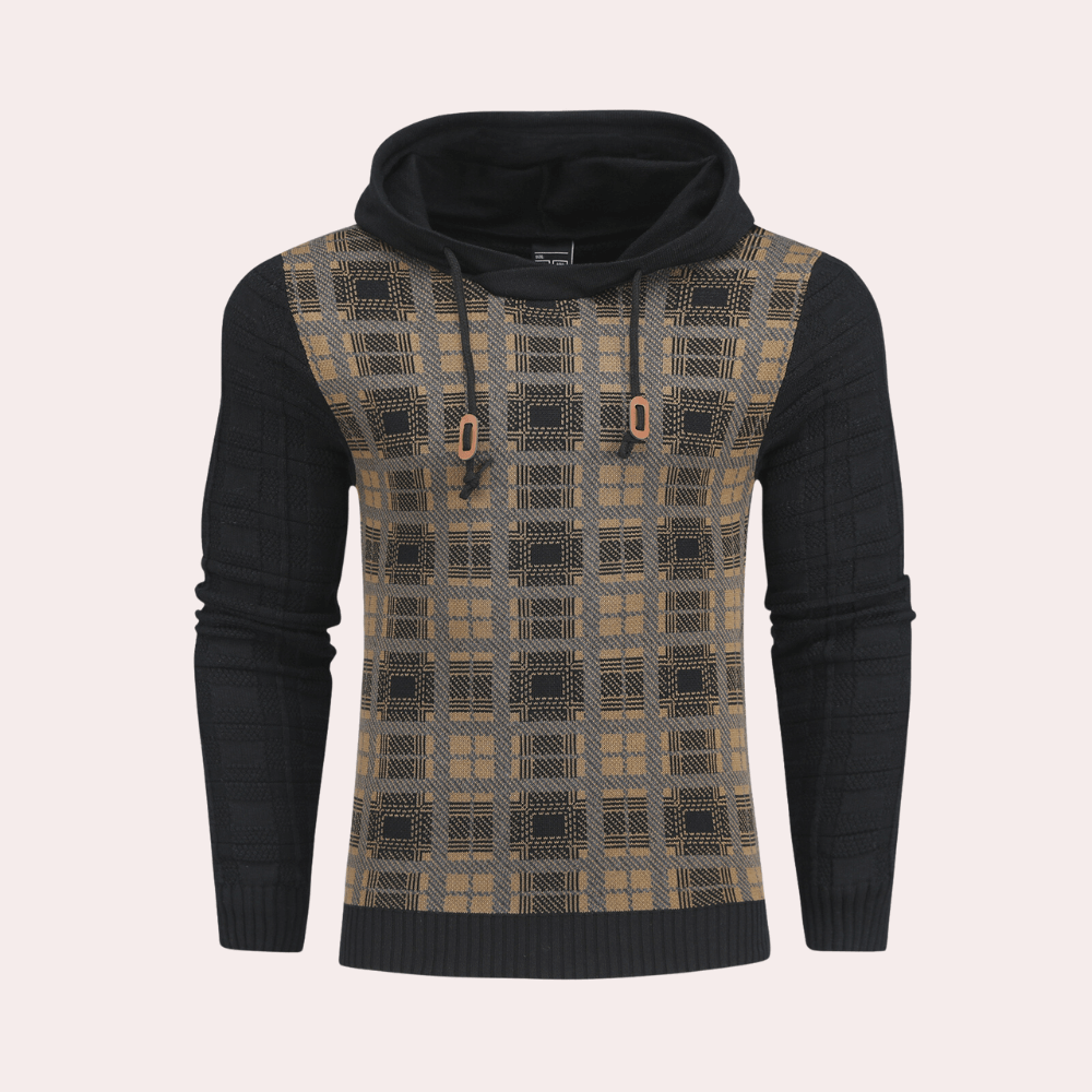 Crispin - Men's Patterned Hoodie with Contrast Plaid