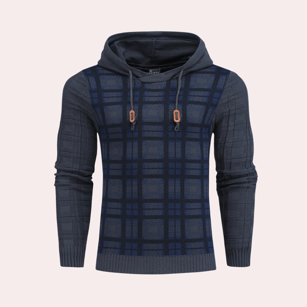 Crispin - Men's Patterned Hoodie with Contrast Plaid
