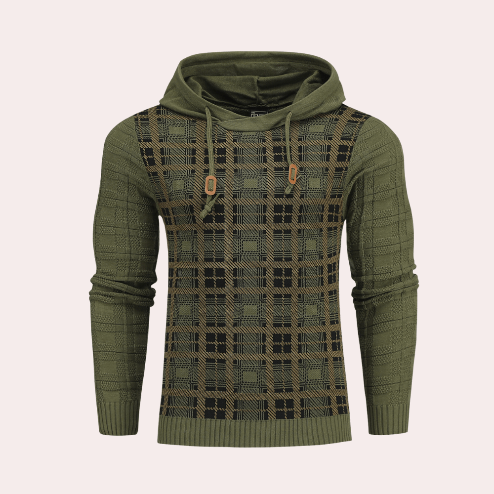 Crispin - Men's Patterned Hoodie with Contrast Plaid