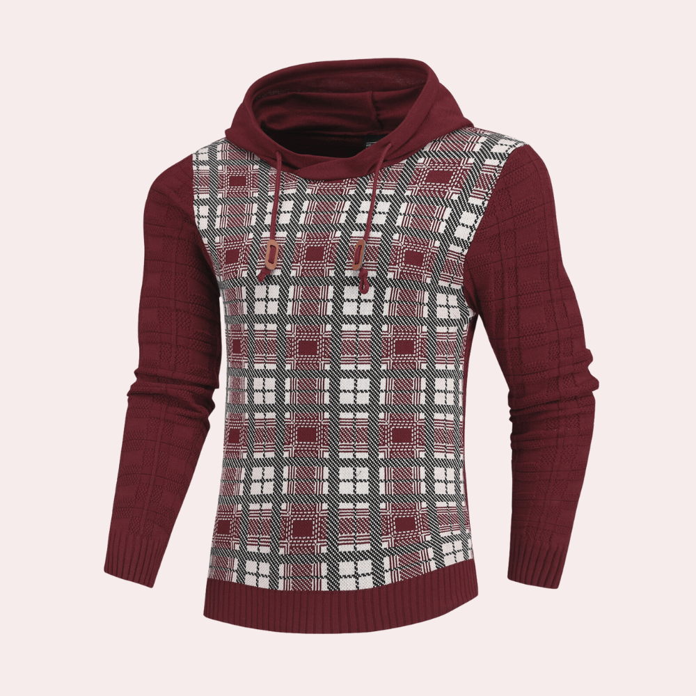 Crispin - Men's Patterned Hoodie with Contrast Plaid
