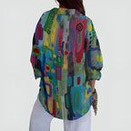 Zadie | Women's Abstract Summer Blouse with Button-Up Detail