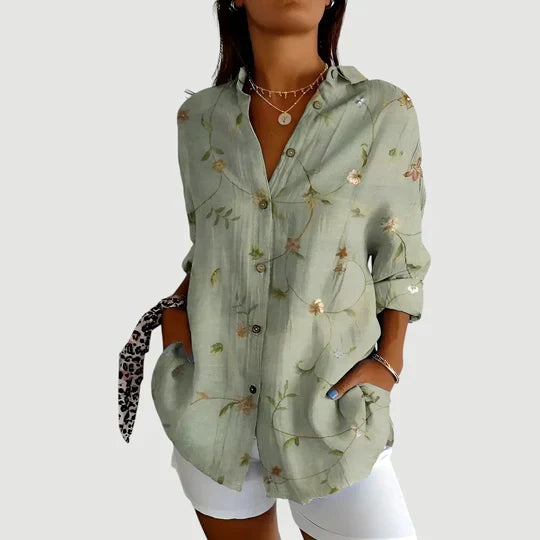 Zadie | Women's Abstract Summer Blouse with Button-Up Detail