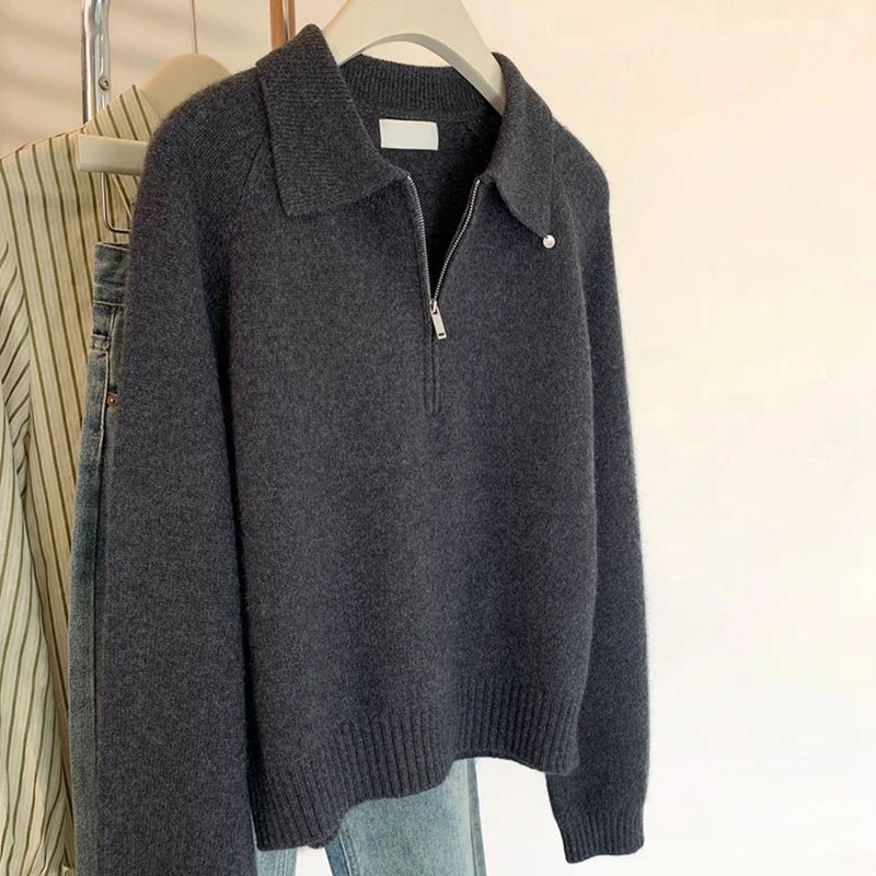 Dahlia - Women's Polo Quarter Zip Sweater