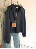 Dahlia - Women's Polo Quarter Zip Sweater