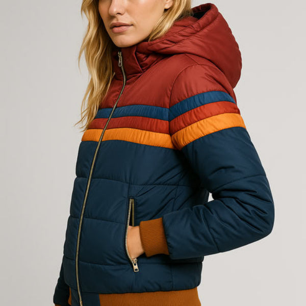 Dani - Women's Colorblock Hooded Puffer Jacket