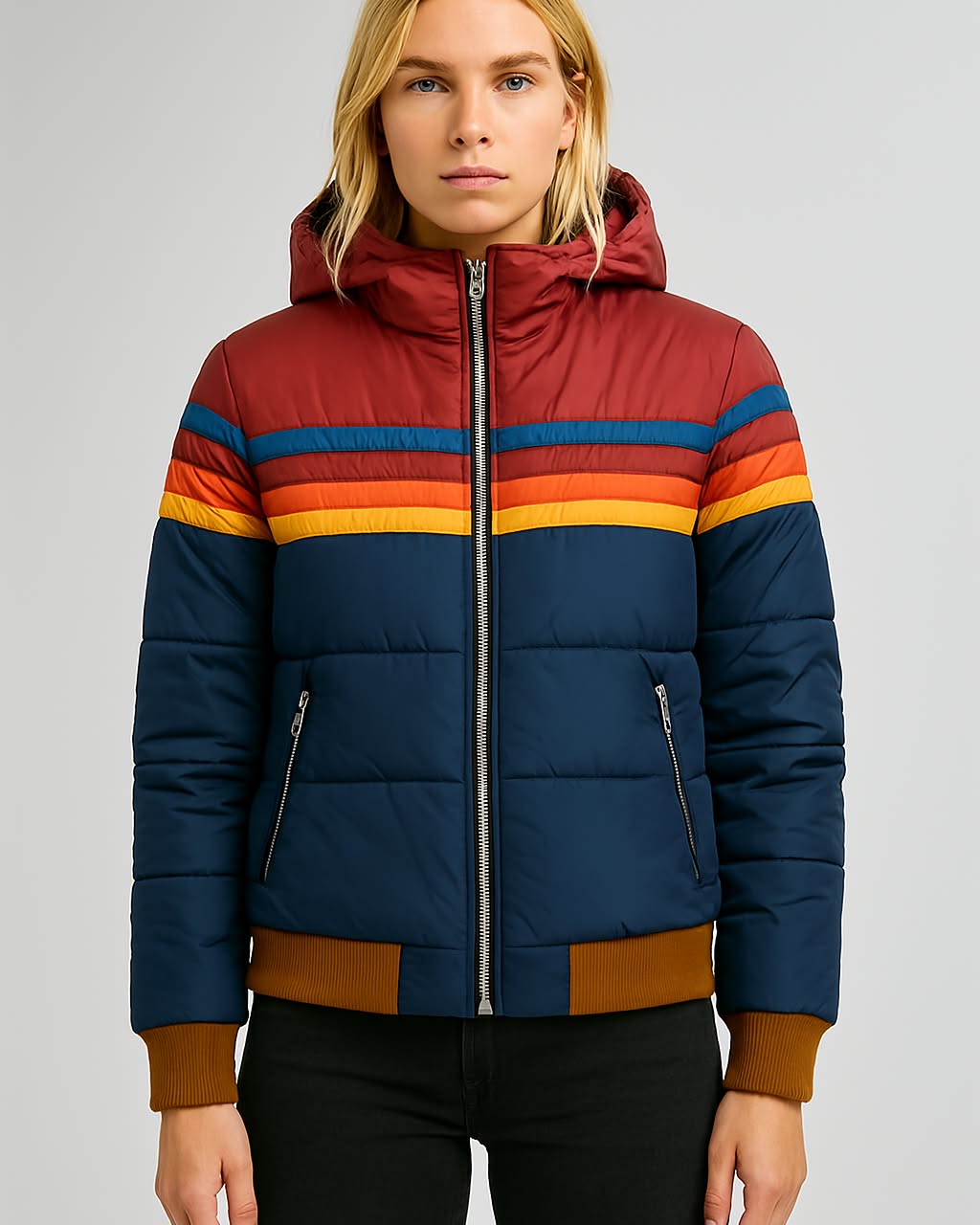 Dani - Women's Colorblock Hooded Puffer Jacket