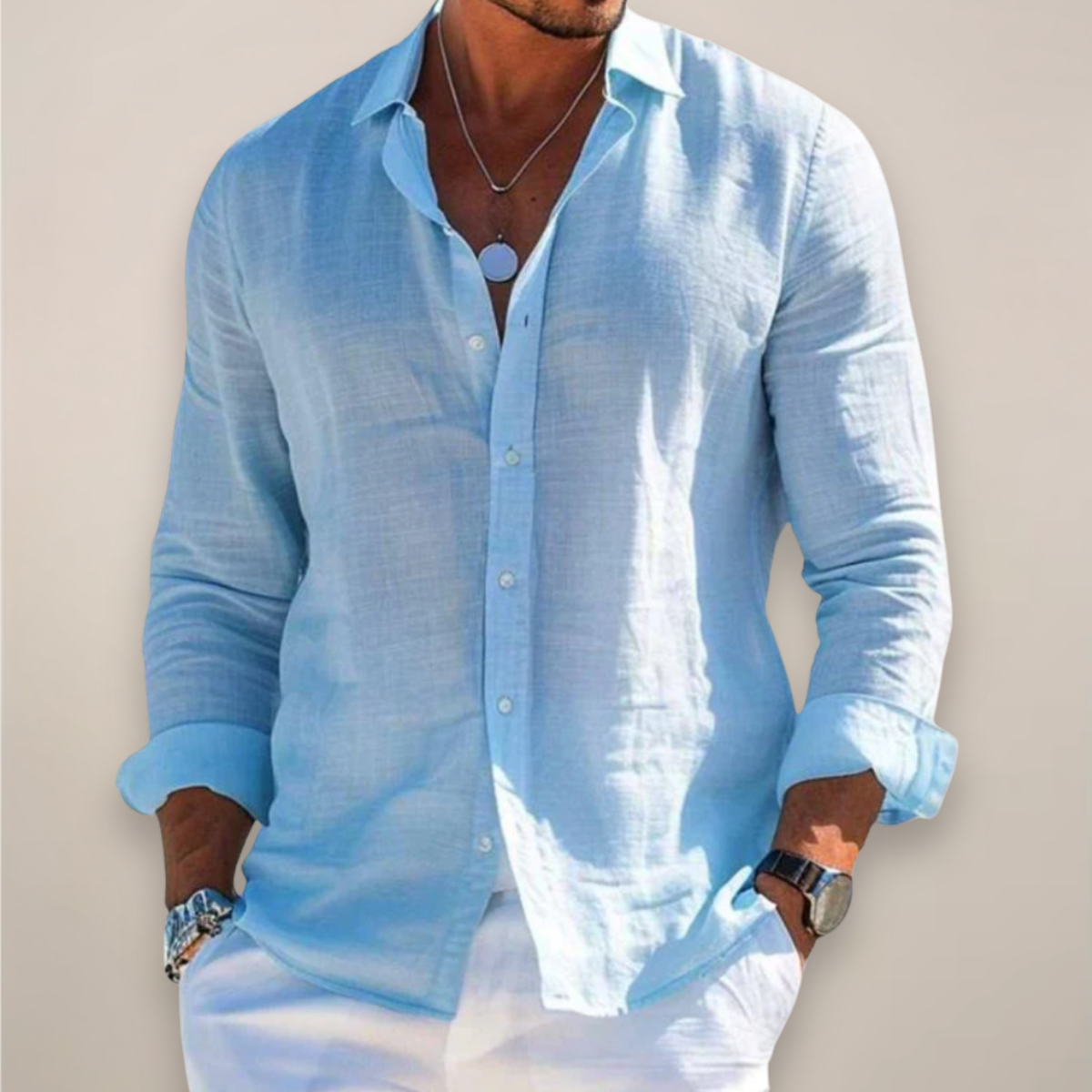 Dante - Men's Casual Linen Button-Up Shirt