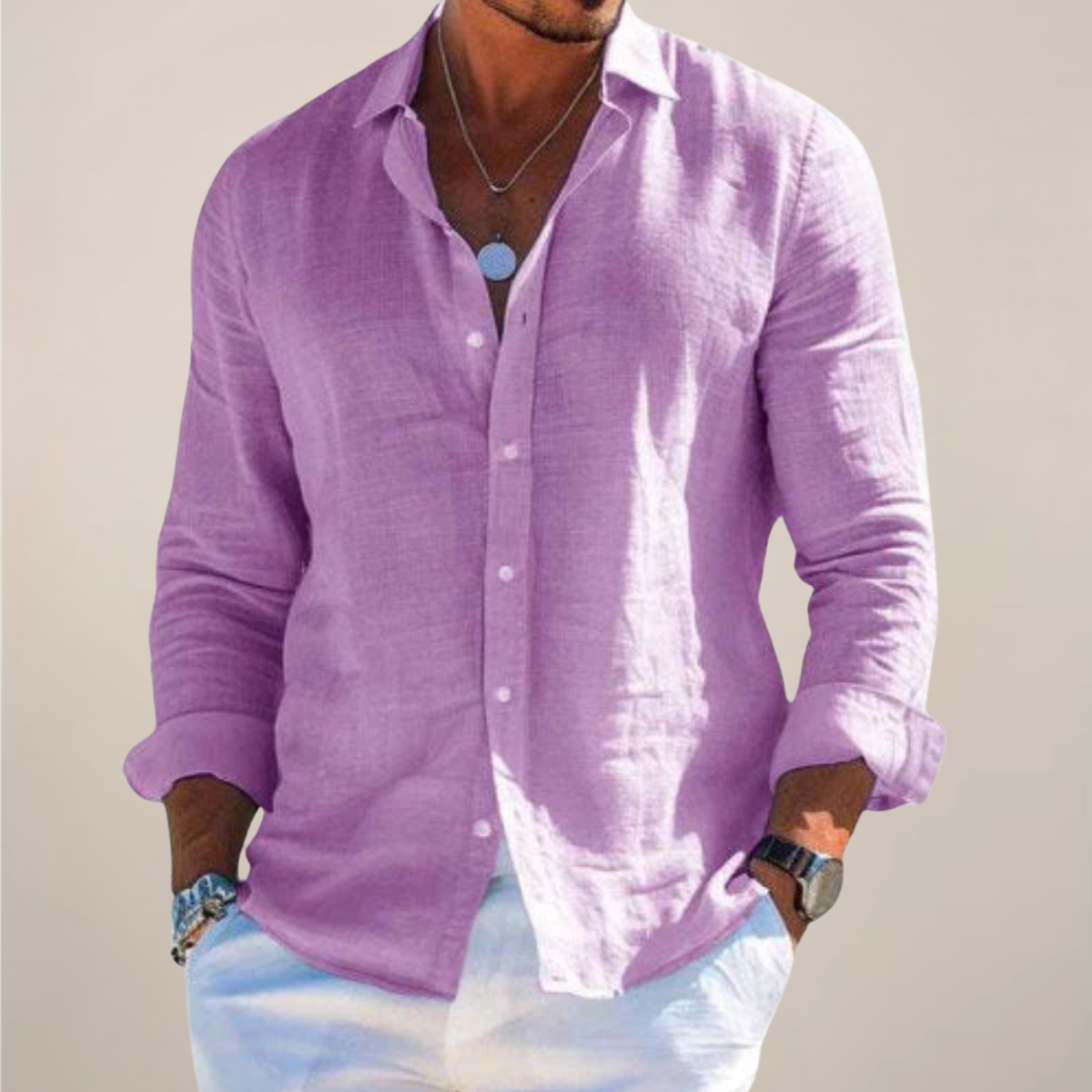 Dante - Men's Casual Linen Button-Up Shirt
