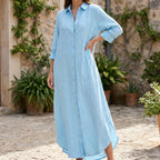 Drapeva - Casual Maxi Length Shirt Dress