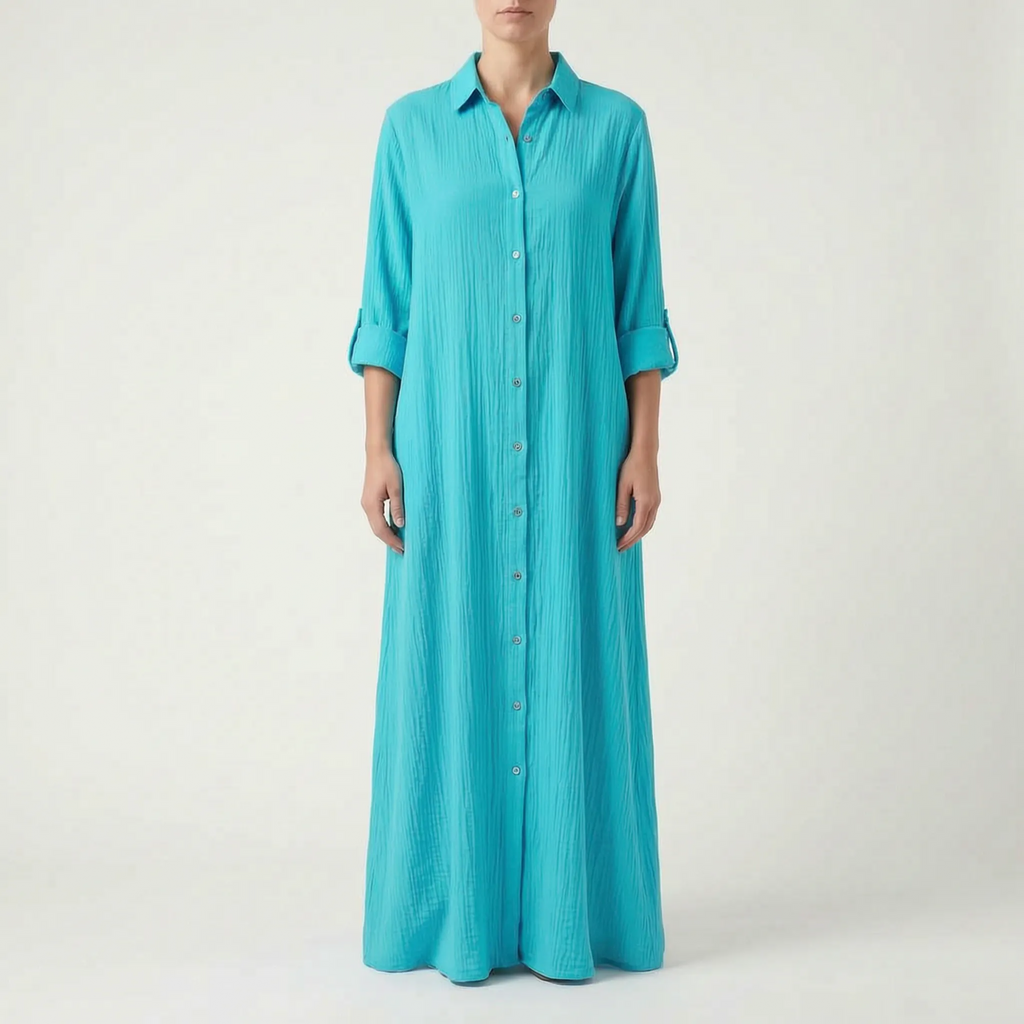Drapeva - Casual Maxi Length Shirt Dress