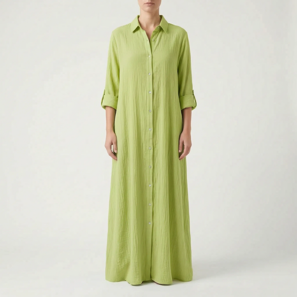 Drapeva - Casual Maxi Length Shirt Dress