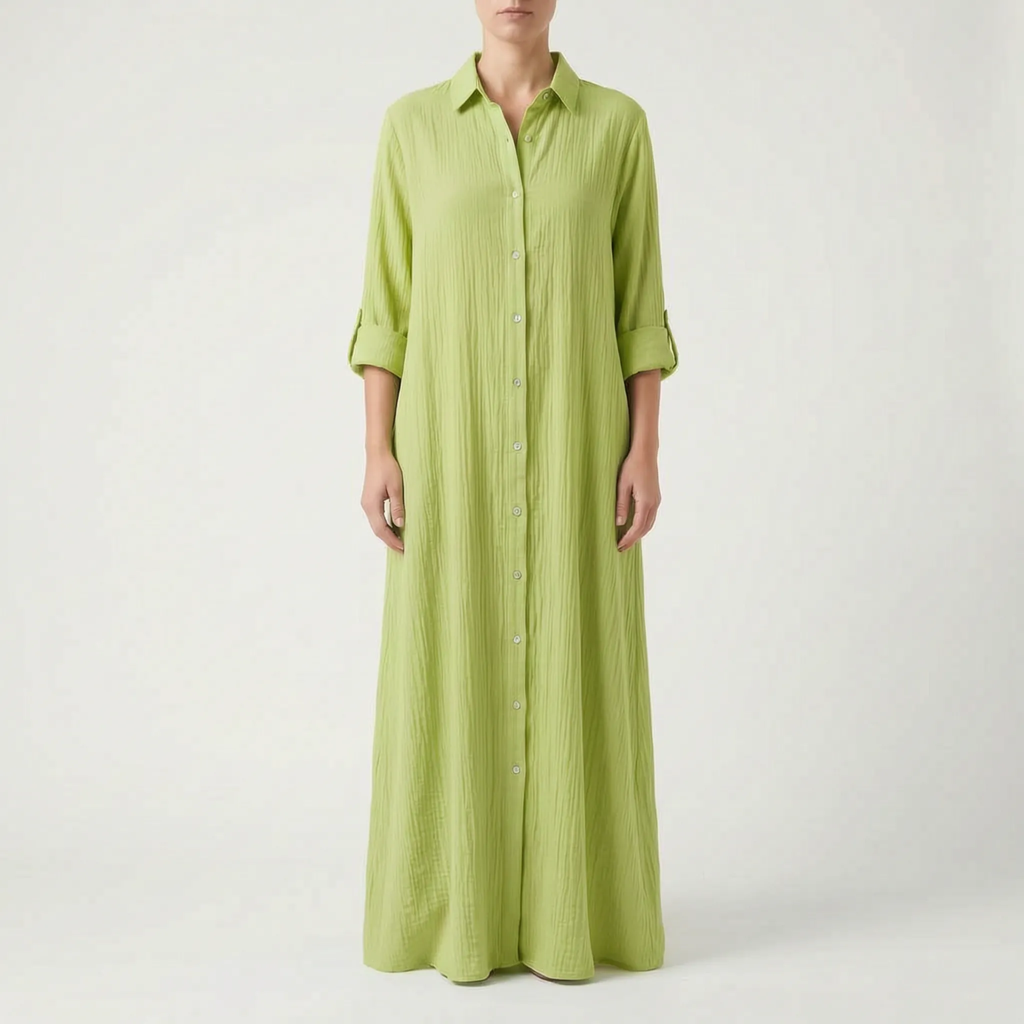 Drapeva - Casual Maxi Length Shirt Dress