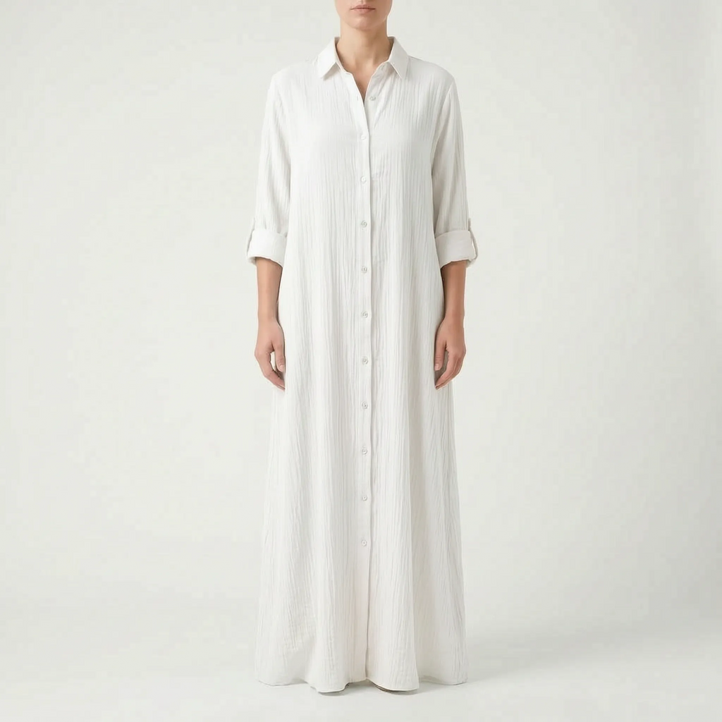 Drapeva - Casual Maxi Length Shirt Dress