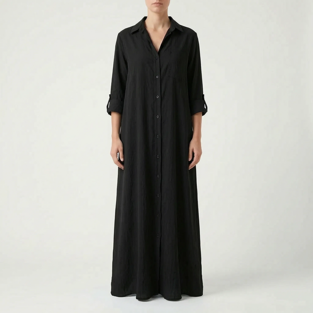 Drapeva - Casual Maxi Length Shirt Dress