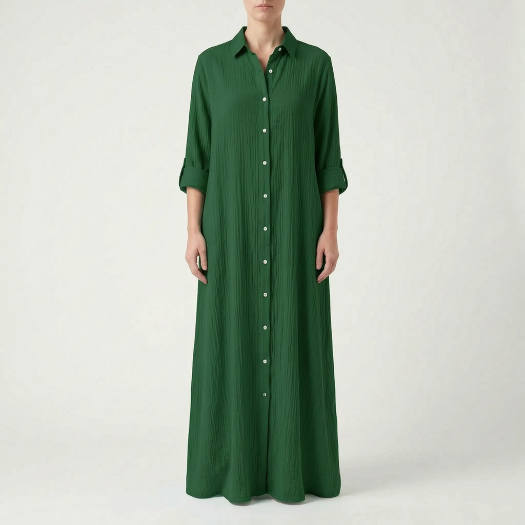 Drapeva - Casual Maxi Length Shirt Dress